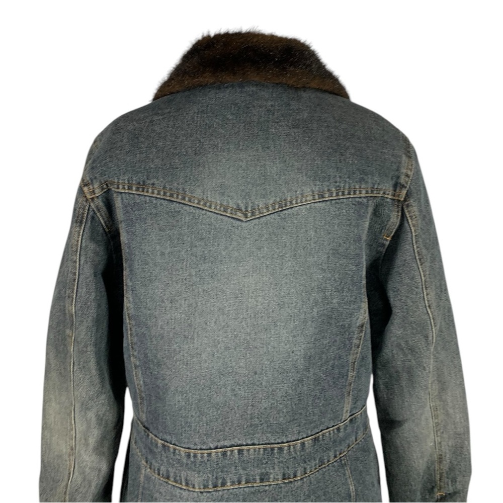 Vintage Marvin Richards Denim Faux Fur Lined Jacket Size Large - Picture 8 of 12